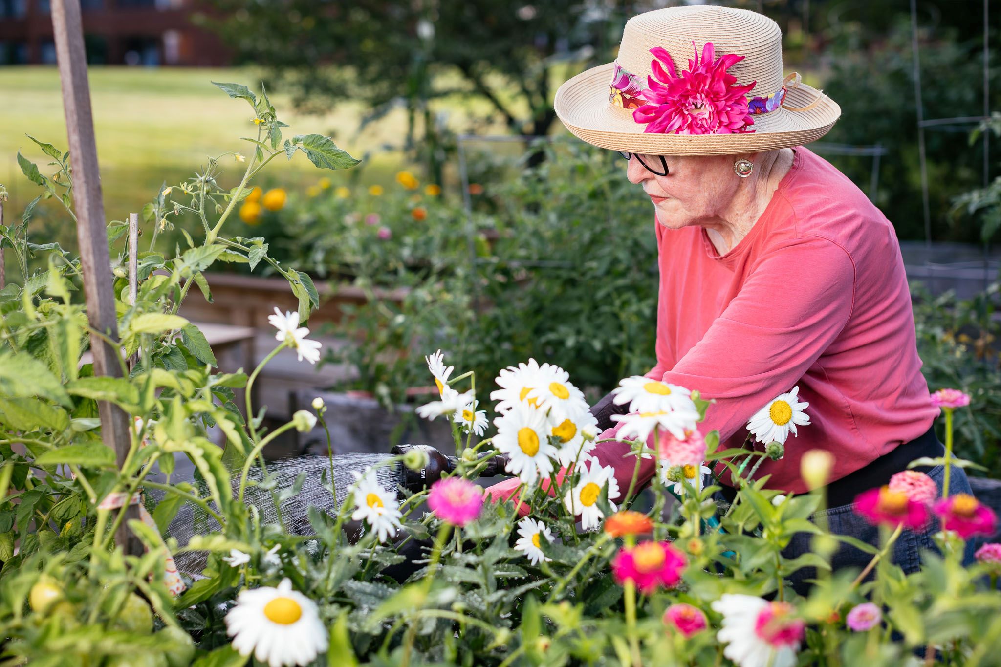 Female tending Gardens at The Mercy Community